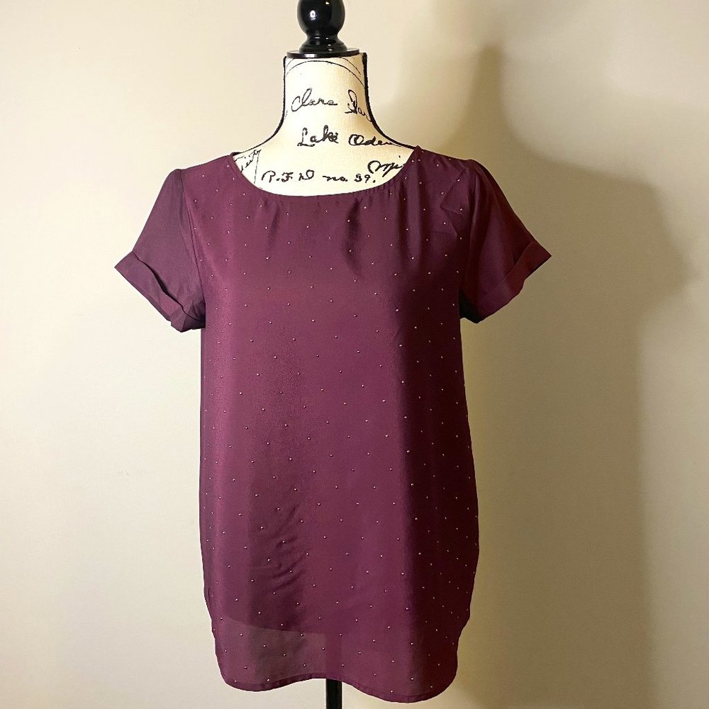Purple Gap blouse with gold studs